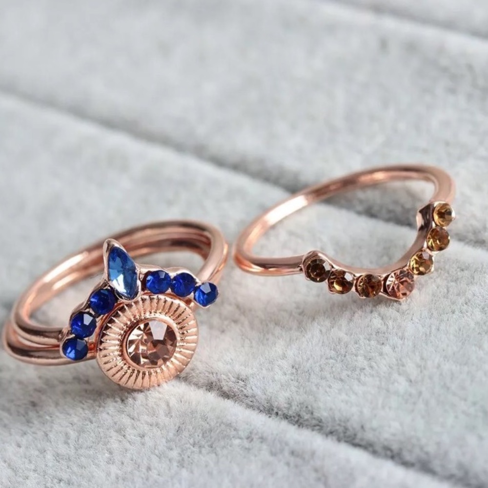 Boho Crystal Rose Gold Rings - Picture 6 of 7